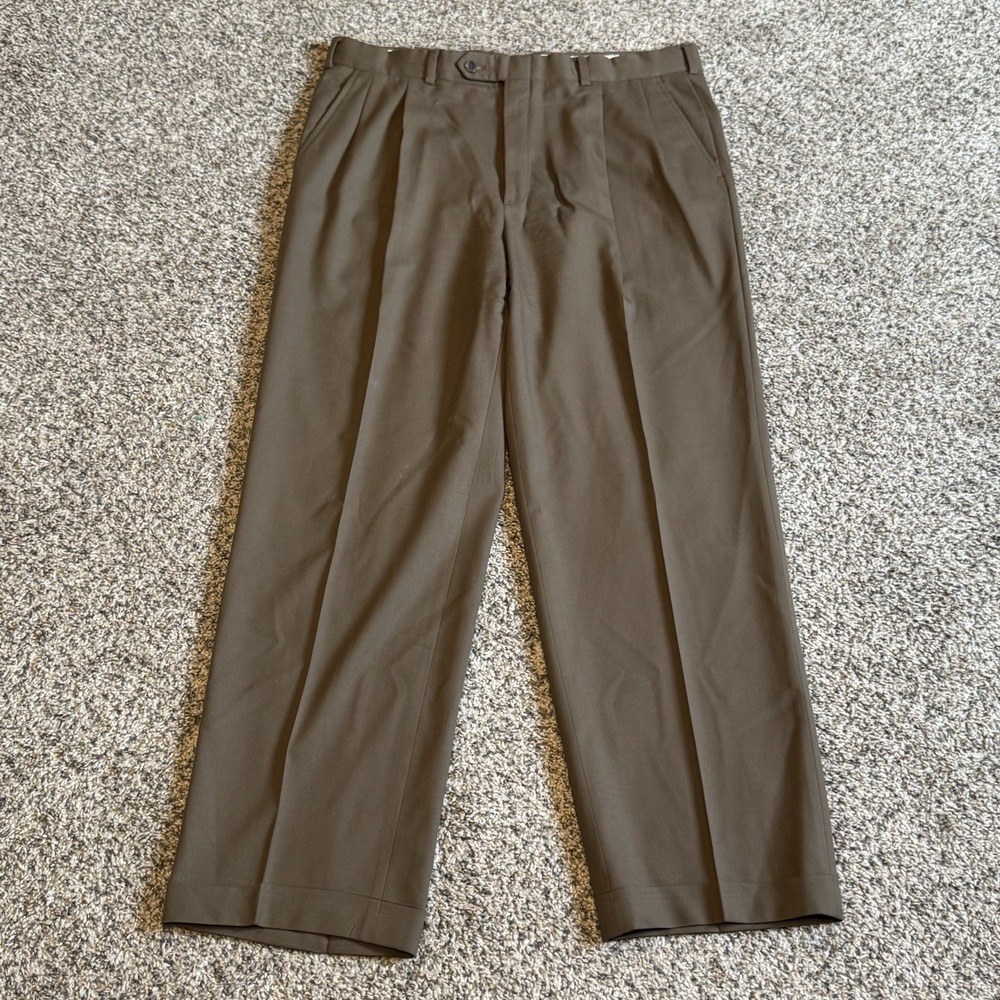 Burberrys Mens Loro Piana Wool Dress Pants 36x28 Brown Made in America